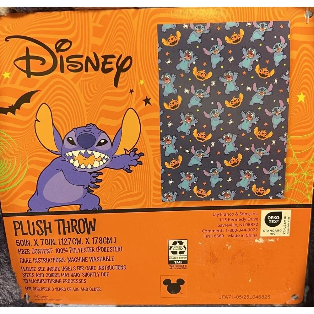 Disney Lilo & Stitch Halloween 2025 Navy Blue Plush Throw Blanket 50